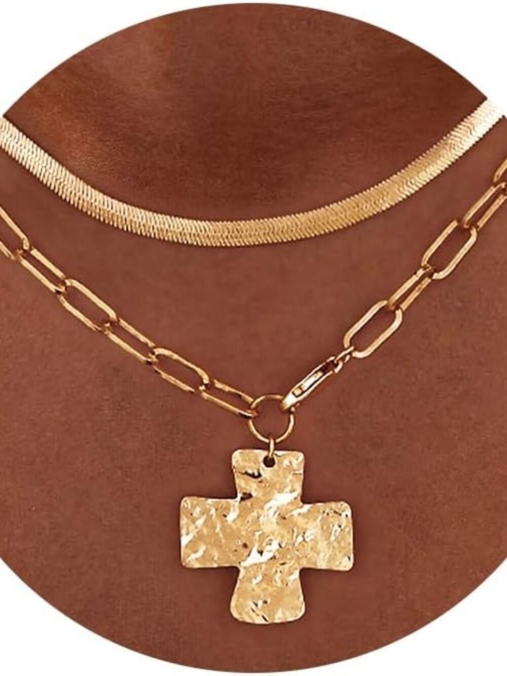 Mothers Day Gifts for Mom Wife Daughter, Chunky Cross Necklace for Women Trendy